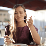 Woman about to eat a salad